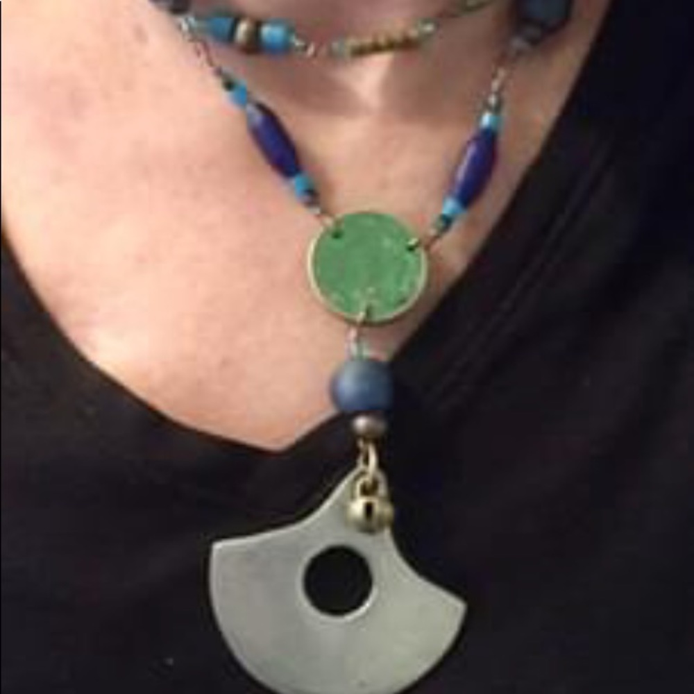 Unique, one of a kind glass and metal necklace